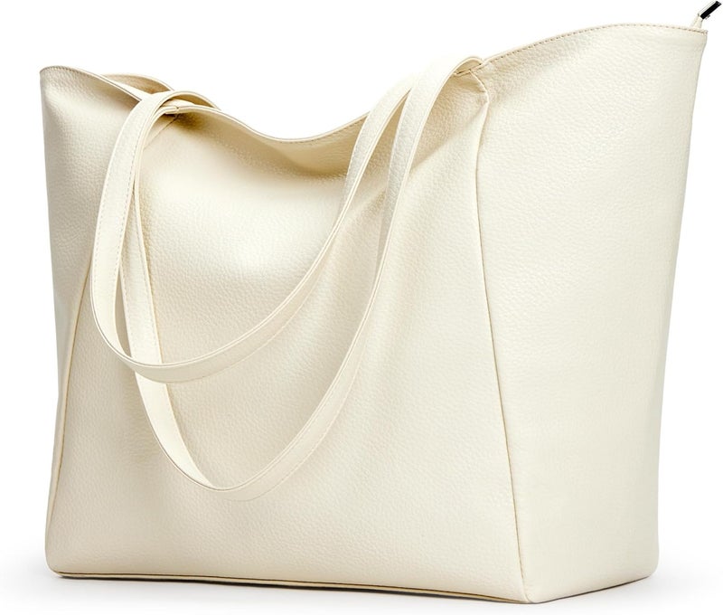 KALIDI Large Tote Bag Vegan Leather Casual Zipper Work Bag Weekender Hobo for Women 23L Oversize Shoulder Travel Purse - Image 1